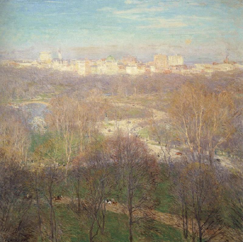 Metcalf, Willard Leroy Early Spring Afternoon-Central Park France oil painting art